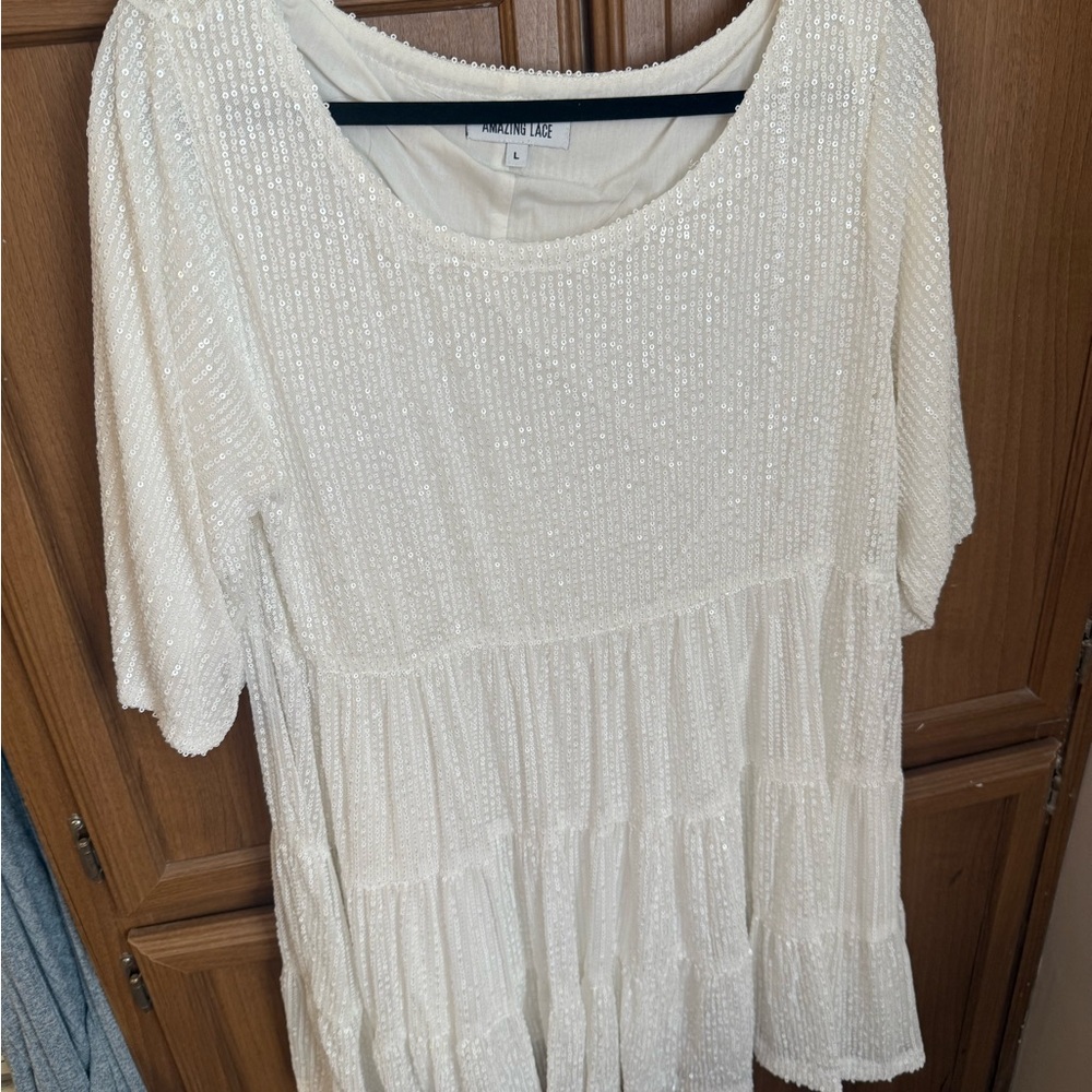 White sequin dress